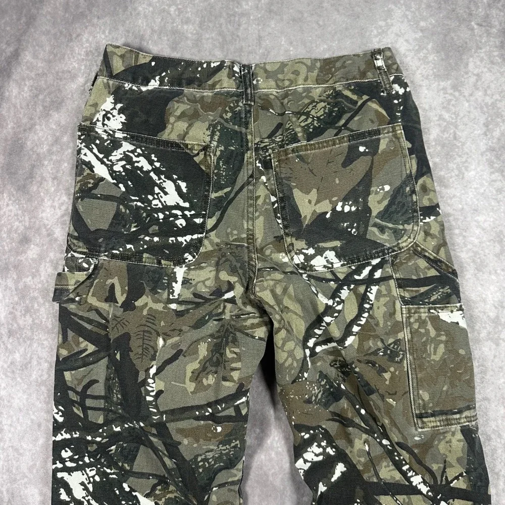 RSQ Mens Straight Leg Carpenter Pants Real Tree Camo Canvas Utility 31x32 Rugged